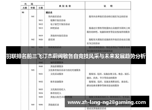 羽联排名前三飞汀杰蔚阀敏各自竞技风采与未来发展趋势分析 羽联排名前三飞汀杰蔚阀敏各自竞技风采与未来发展趋势分析